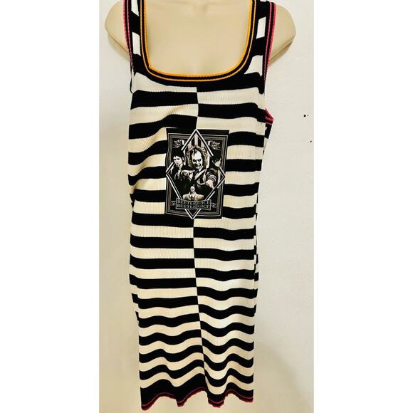 One-of-a-kind Beetlegeuse Themed XL, Scoop Neck Midi Warm Sleeveless Dress - Picture 1 of 6